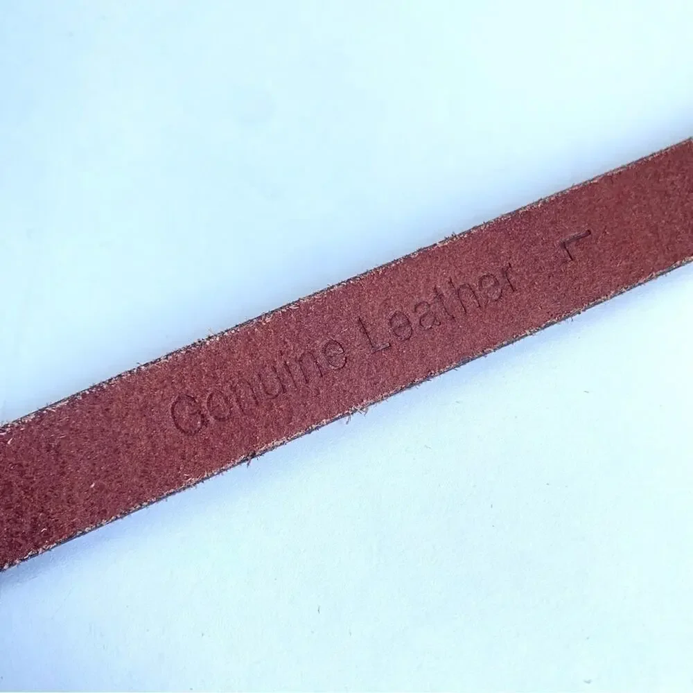 Timberland Brown Leather Skinny Belt‎ Vintage Y2K Unisex Womens Large